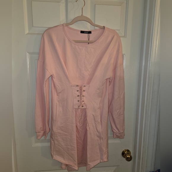Dresses & Skirts - NWT!! Pink Long Sleeve Dress with Lace-Up Detail
